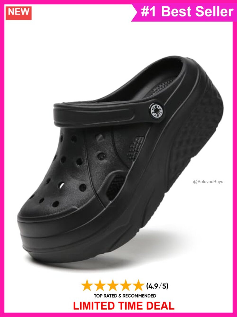 Women's Platform Clogs Garden Mules 2.5" Heel EVA Waterproof Slip-On Sandals
